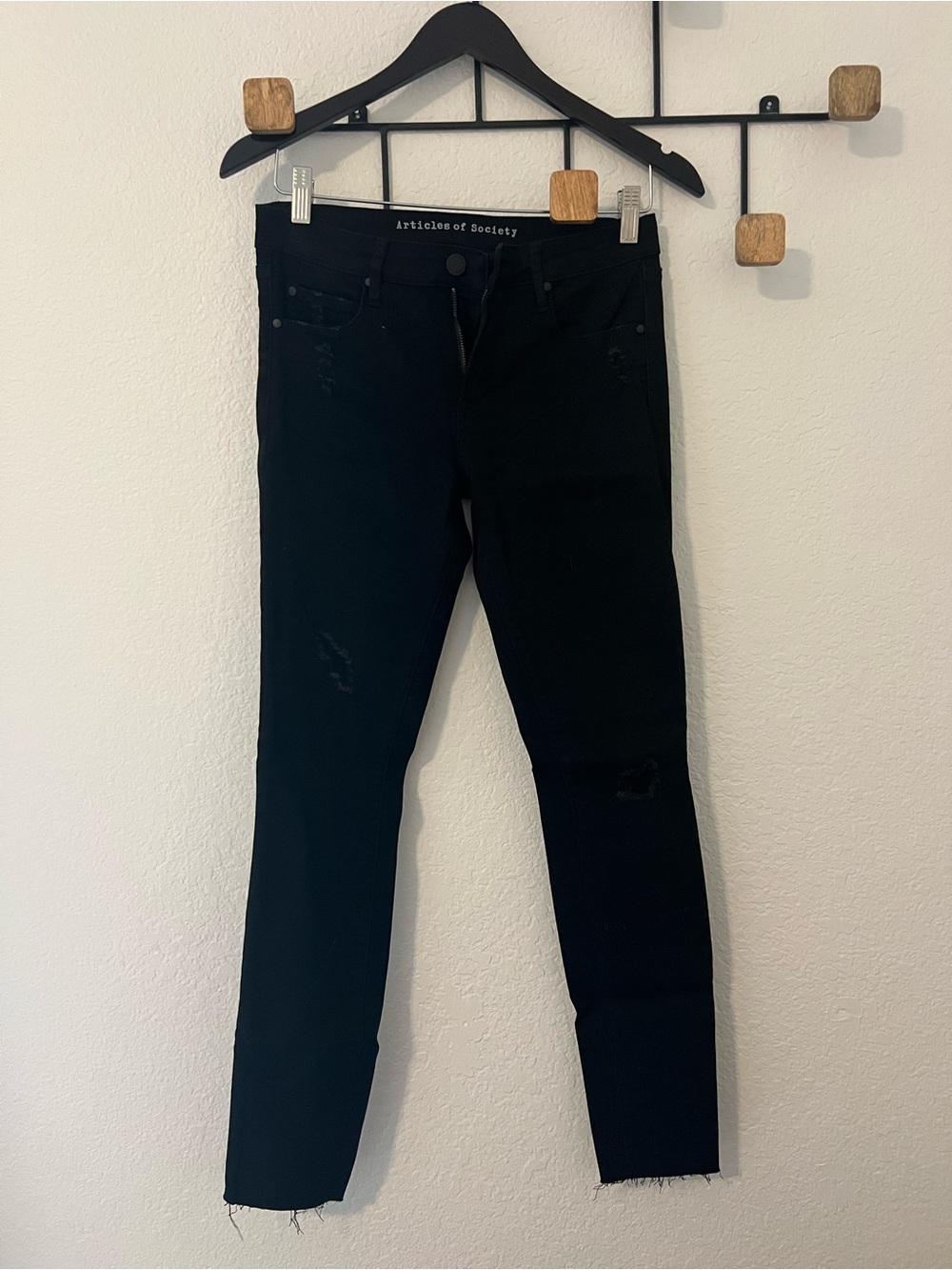 Articles Of Society Black Skinny Jeans with Subtle Distressing
